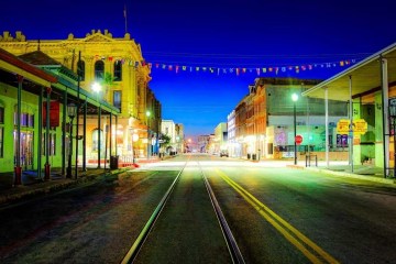 Galveston streets at night